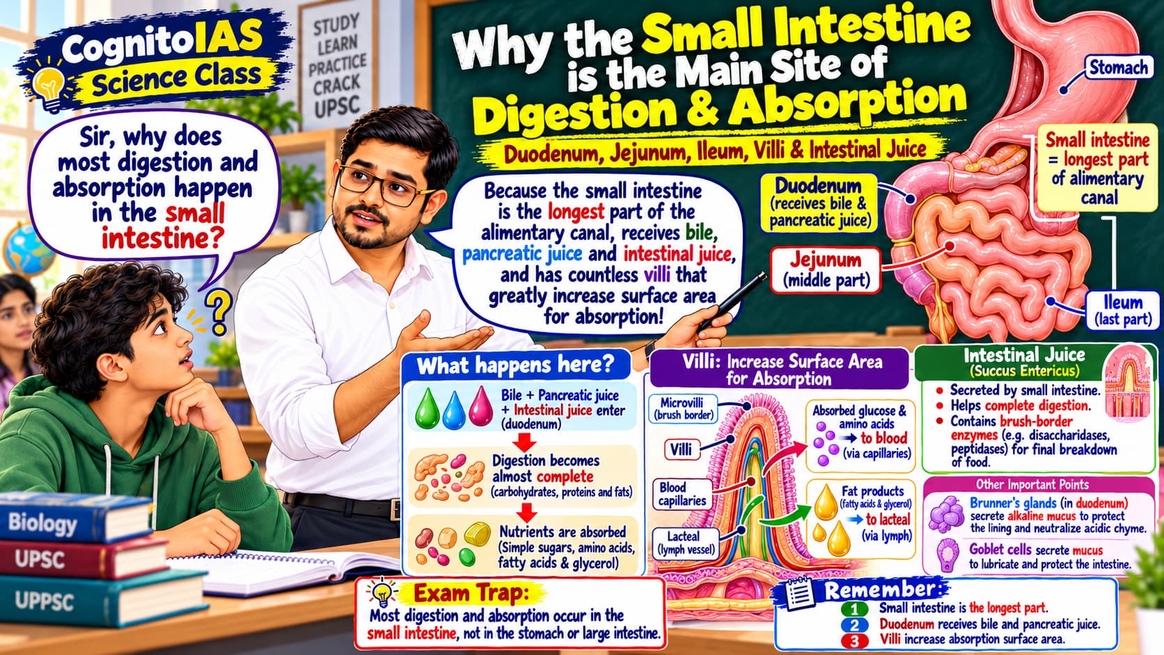 Small intestine duodenum jejunum ileum villi and intestinal digestive secretions